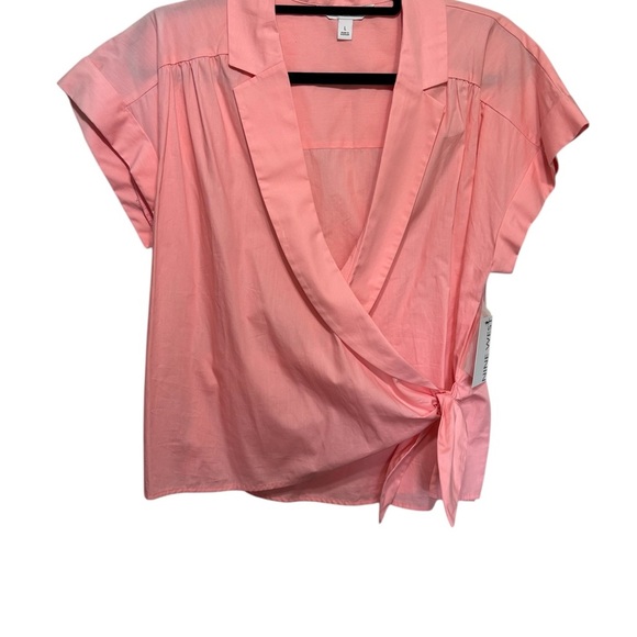 Nine West Women’s Bright Coral Structure Wrap Cotton Top size Large - Picture 4 of 11